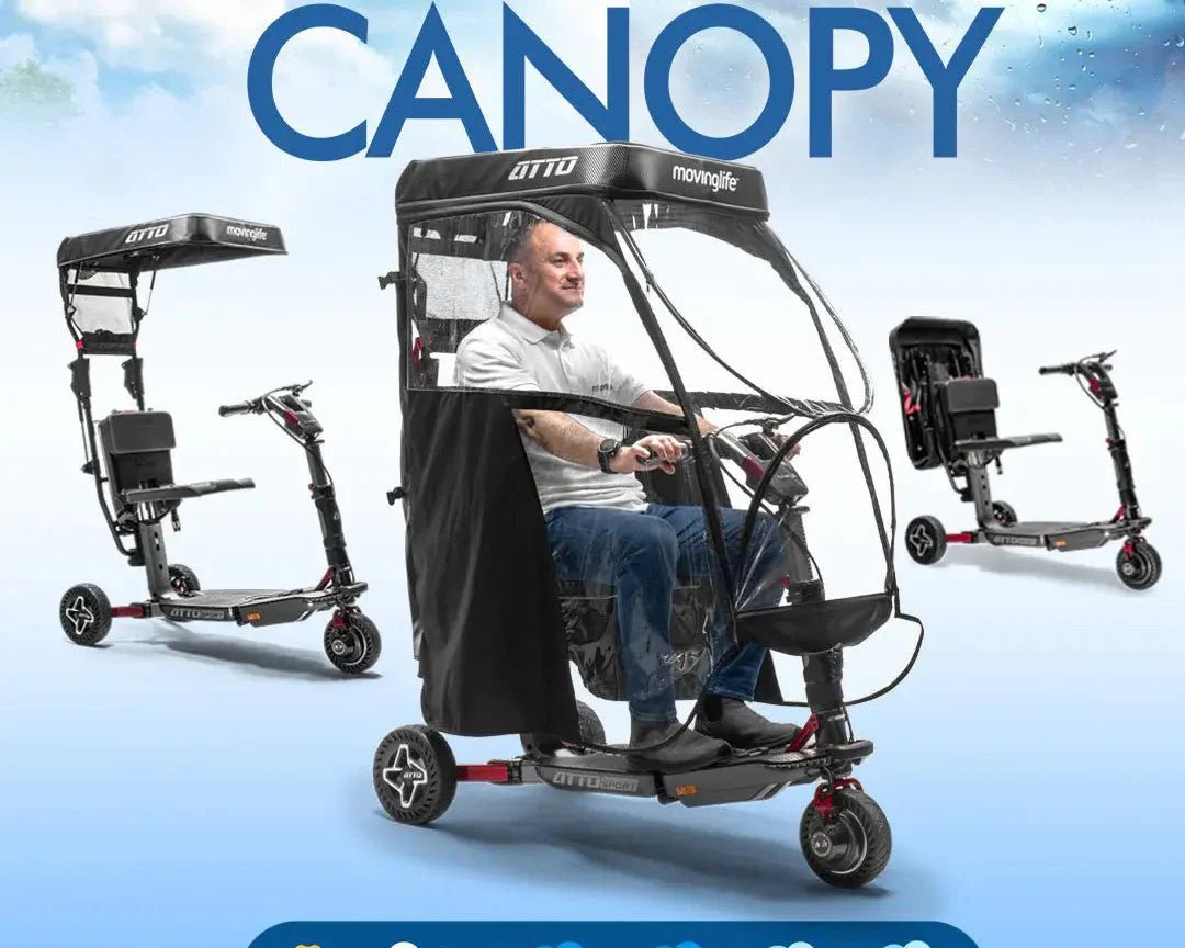 ATTO Mobility Scooter with Rain Canopy: Perfect for the Fall and Winter