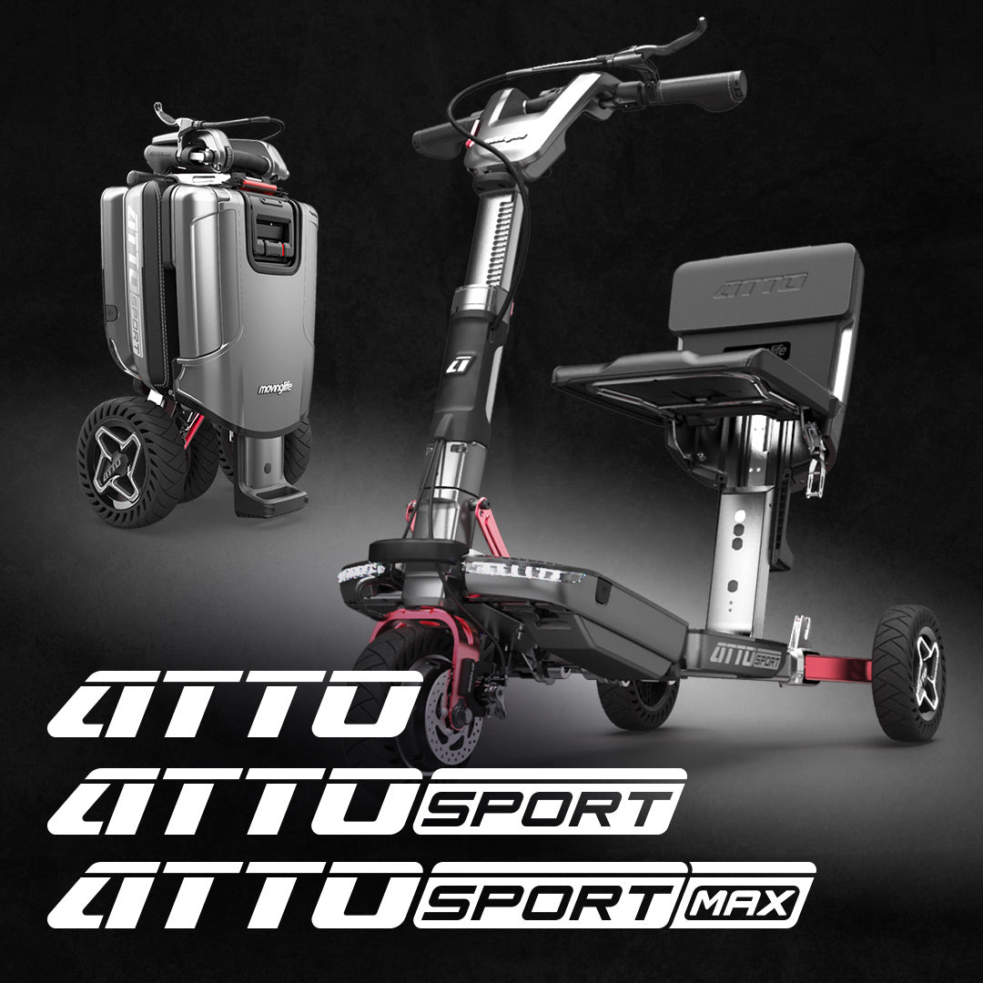 ATTO, ATTO SPORT and ATTO SPORT MAX scooters for mobility from Movinglife